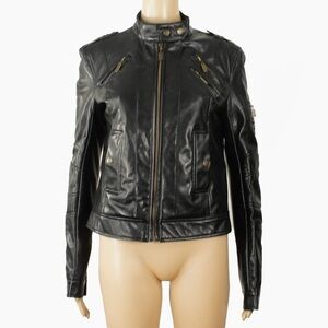 Vintage 2000s Y2K XOXO Faux Leather Moto Grunge Multi Pocket Jacket Material
